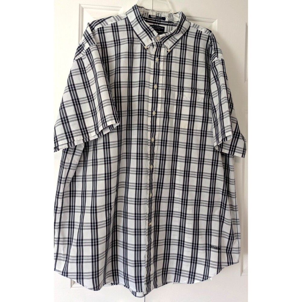 Vintage Daniel Cremieux Short Sleeve Button Up Mens XXL Cotton Black/White Plaid